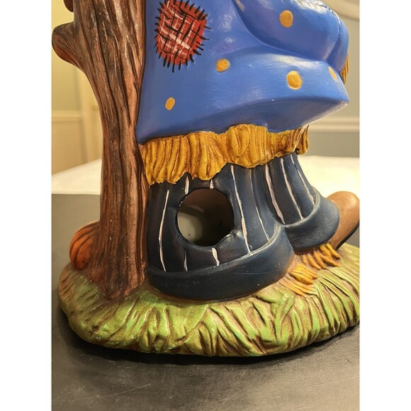 Vtg Hobbyist Ceramic Scarecrow Jack O Lantern Pumpkin Lights Up Fall Harvest - Picture 15 of 16